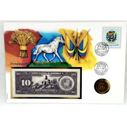 Venezuela. 1997. Sobre Conmemorativo con Sello, Moneda y Billete (Nuevo)