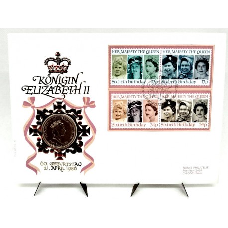 Gran Bretaña. 1986. Sobre Conmemorativo con Sellos y Moneda (Nuevo)