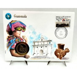 Guatemala. 1990. Sobre Conmemorativo con Sello y Moneda (Nuevo)