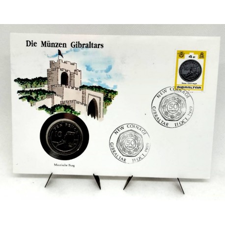 Gibraltar. 1989. Sobre Conmemorativo con Sello y Moneda (Nuevo)