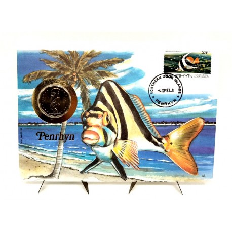 Penrhyn (Islas Cook). 1993. Sobre Conmemorativo con Sello y Moneda (Nuevo)