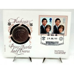 Gran Bretaña. 1981. Sobre Conmemorativo con Sellos y Moneda (Nuevo)