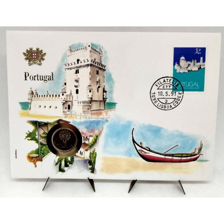 Portugal. 1991. Sobre Conmemorativo con Sello y Moneda (Nuevo)