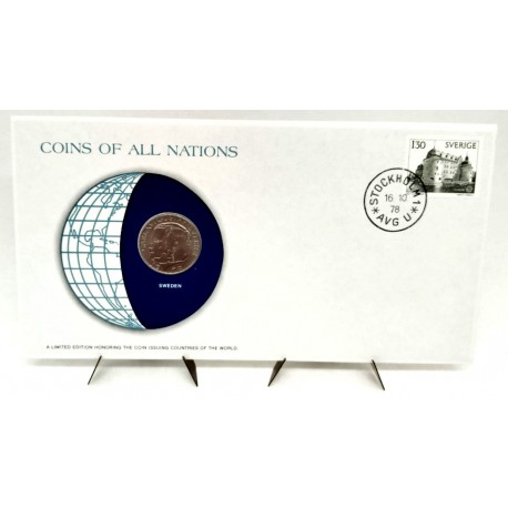 Suecia. 1978. Sobre Conmemorativo con Sello y Moneda (Nuevo)
