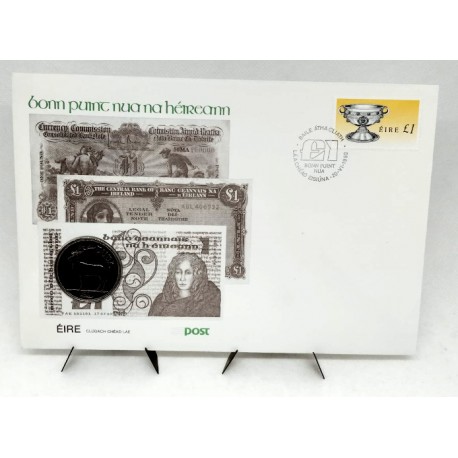 Irlanda. 1990. Sobre Conmemorativo con Sello y Moneda (Nuevo)