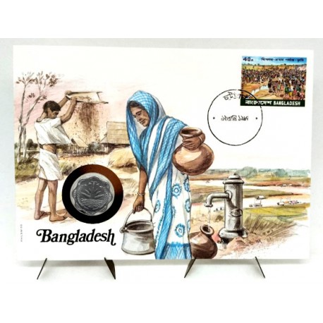 Bangladesh. Sin Fecha. Sobre Conmemorativo con Sello y Moneda (Nuevo)