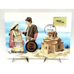 Macedonia. 1993. Sobre Conmemorativo con Sello y Moneda (Nuevo)
