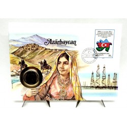 Azerbaiyan. 1992. Sobre Conmemorativo con Sello y Moneda (Nuevo)