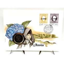 Azores. 1983. Sobre Conmemorativo con Sellos y Moneda (Nuevo)