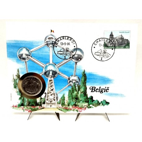 Bélgica. 1984. Sobre Conmemorativo con Sello y Moneda (Nuevo)