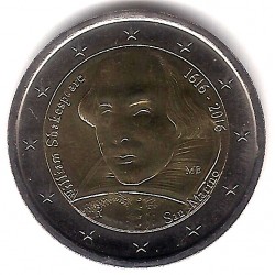 San Marino. 2016. 2 Euro (SC) William Shakespeare. SIN BLISTER
