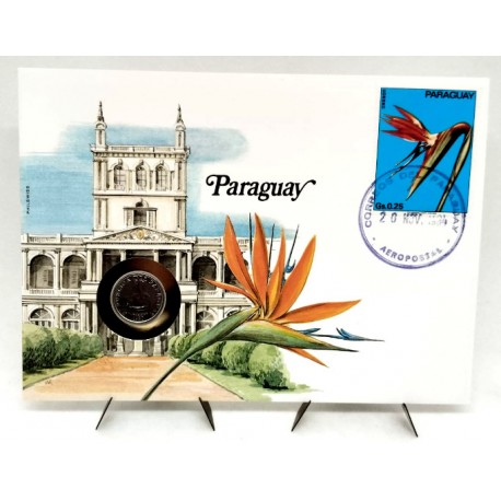 Paraguay. 1984. Sobre Conmemorativo con Sello y Moneda (Nuevo)