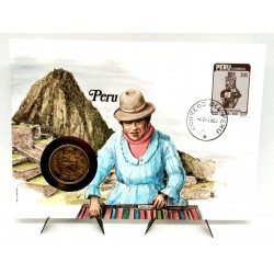 Perú. 1985. Sobre Conmemorativo con Sello y Moneda (Nuevo)