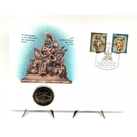 Alemania Democrática. 1990. Sobre Conmemorativo con Sello y Moneda  (Nuevo)