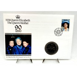 Isla de Man. 1990. Sobre Conmemorativo con Sello y Moneda (Nuevo)