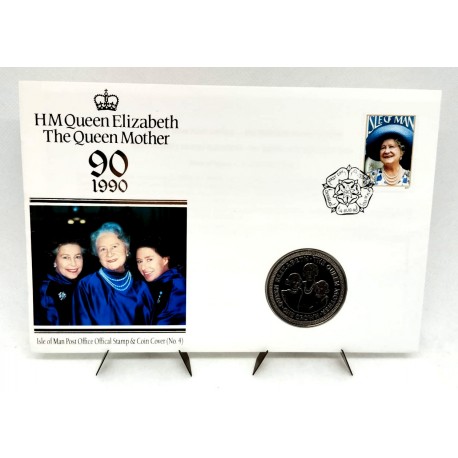 Isla de Man. 1990. Sobre Conmemorativo con Sello y Moneda (Nuevo)