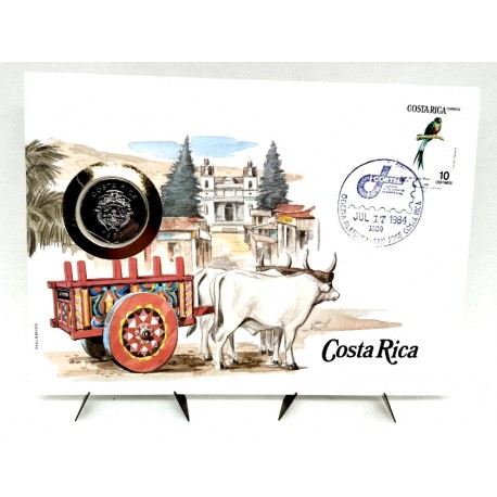 Costa Rica. 1984. Sobre Conmemorativo con Sello y Moneda (Nuevo)