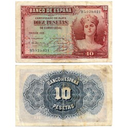 España. 1935. 10 Pesetas (MBC-) Serie B
