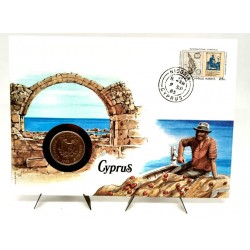 Chipre. 1985. Sobre Conmemorativo con Sello y Moneda (Nuevo)