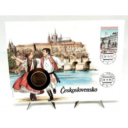 Checoslovaquia. 1985. Sobre Conmemorativo con Sello y Moneda (Nuevo)