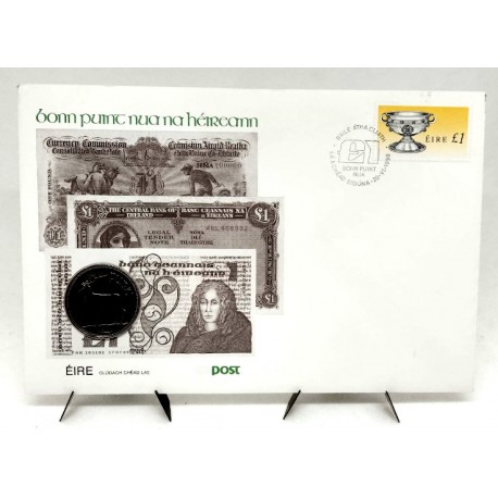 Irlanda. 1990. Sobre Conmemorativo con Sello y Moneda (Nuevo)