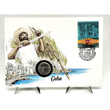 Cuba. 1982. Sobre Conmemorativo con Sello y Moneda (Nuevo)