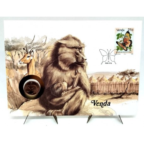 Venda. 1990. Sobre Conmemorativo con Sello y Moneda (Nuevo)