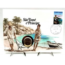 Santo Tomé y Principe. 1986. Sobre Conmemorativo con Sello y Moneda (Nuevo)