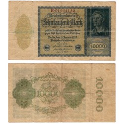 (72) Imperio Alemán (Weimar). 1922. 10000 Mark (BC) Roturas Varias