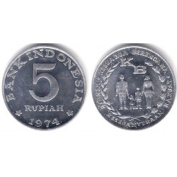 (37) Indonesia. 1974. 5 Rupiah (SC)