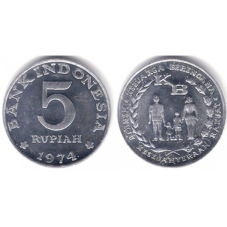 (37) Indonesia. 1974. 5 Rupiah (SC)