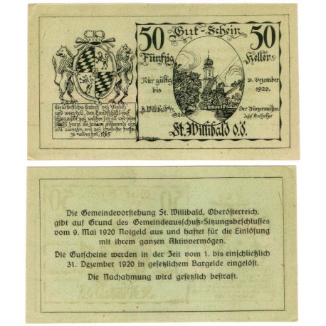 Sankt Willibald (Alta Austria). 1920. 50 Heller (EBC+)