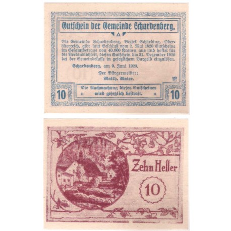 Schardenberg (Alta Austria). 1920. 10 Heller (SC)