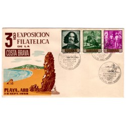 Sobre Primer Día. España. 1959. Playa de Aro. 3a Exposición Filatélica de la Costa Brava (Nuevo)