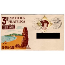 Sobre Primer Día. España. 1959. Playa de Aro. 3a Exposición Filatélica de la Costa Brava (Nuevo)