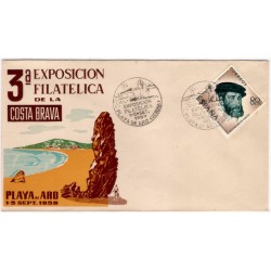 Sobre Primer Día. España. 1959. Playa de Aro. 3a Exposición Filatélica de la Costa Brava (Nuevo)