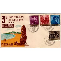 Sobre Primer Día. España. 1959. Playa de Aro. 3a Exposición Filatélica de la Costa Brava (Nuevo)