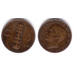 (59) Italia. 1922. 5 Centesimi (MBC)
