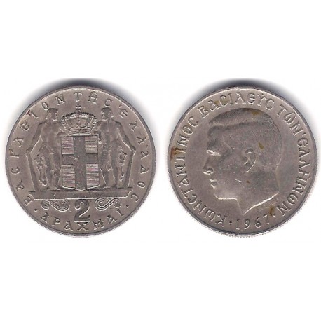 (90) Grecia. 1967. 2 Drachma (MBC)