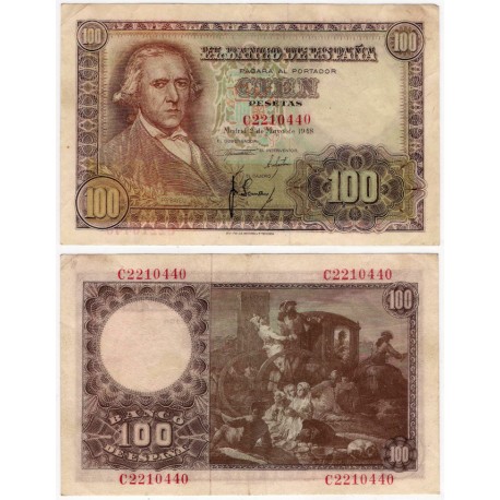 Estado Español. 1948. 100 Pesetas (MBC/MBC-) Serie C