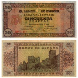 Estado Español. 1938. 50 Pesetas (EBC) Serie B
