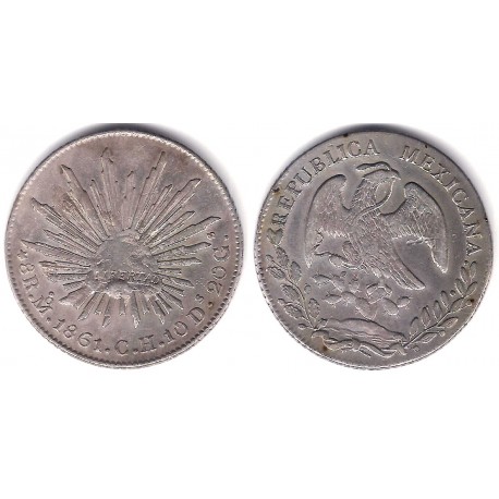 (377.10) República Mexicana. 1861. 8 Reales (MBC+) (Plata) Ceca de Ciudad de Mexico CH
