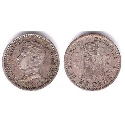 Alfonso XIII. 1904*(0-4). 50 Céntimos (MBC) (Plata) Ceca de Madrid SM-V