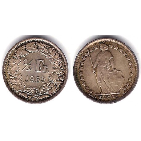 (23) Suiza. 1963. ½ Franc (MBC) (Plata)
