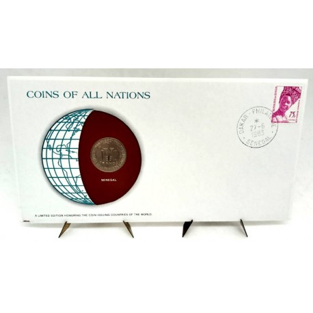 Senegal. 1983. Sobre Conmemorativo con Sello y Moneda (Nuevo)