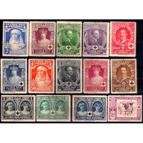 (325 a 338) 1926. Serie Compelta. Pro Cruz Roja Española (Nuevo, con marcas de fijasellos)