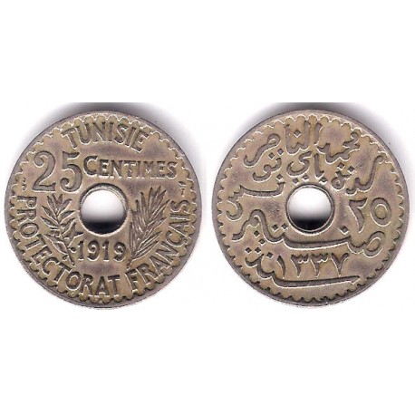 (244) República Tunecina. 1919. 25 Centimes (MBC)