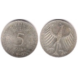 (112.1) Alemania. 1974(D). 5 Mark (SC) (Plata)