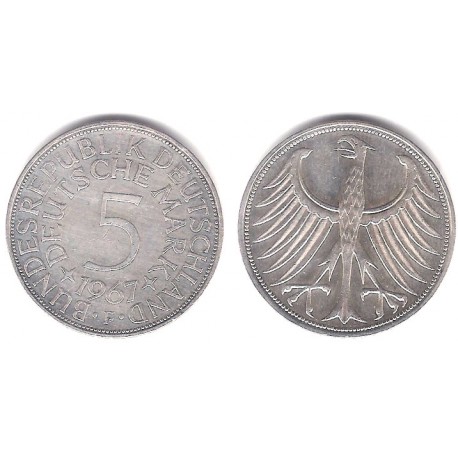 (112.1) Alemania. 1967(F). 5 Mark (MBC+) (Plata)
