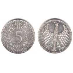 (112.1) Alemania. 1974(F). 5 Mark (SC) (Plata)